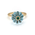 Load image into Gallery viewer, Natural Swiss Blue Topaz and Emerald 14K gold ring back view - NFJSD-1684
