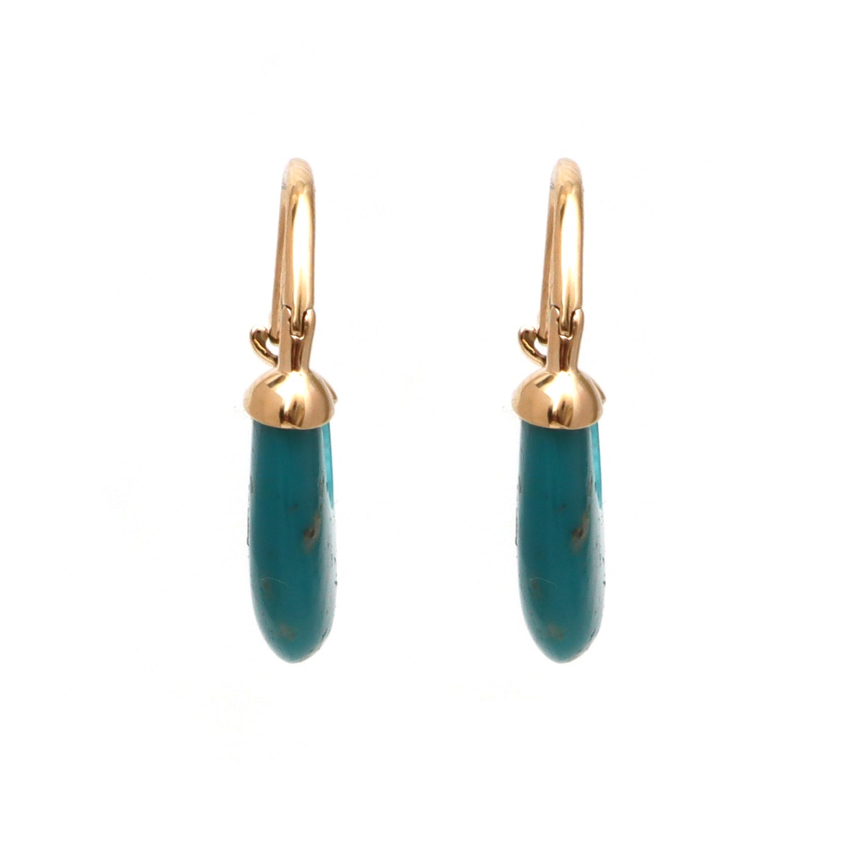 Natural Turquoise 18K gold earrings top view - NFJSD-1686