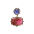 Load image into Gallery viewer, Natural Tourmaline and Tanzanite 18K gold pendant back view - NFJSD-1549
