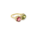 Load image into Gallery viewer, Natural Pink Tourmaline and Green Tourmaline 14K gold ring top view - NFJSD-1983
