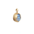 Load image into Gallery viewer, Natural Rainbow Moonstone Oval Cab and Black Onyx Oval Coin 18K gold pendant back view - NFJSD-1413
