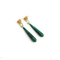 Load image into Gallery viewer, Natural Malachite and Peridot 14K gold earrings front view - NFJSD-2055
