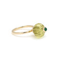 Load image into Gallery viewer, Natural Lemon Quartz Carving and Emerald 14K gold ring front view - NFJSD-1755
