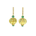 Load image into Gallery viewer, Natural Lemon Quartz and Emerald 14K gold earrings back view - NFJSD-1912
