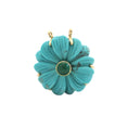 Load image into Gallery viewer, Natural Emerald Round Cabs and Turquoise Carving Flower 14K gold pendant front view - NFJSD-1228
