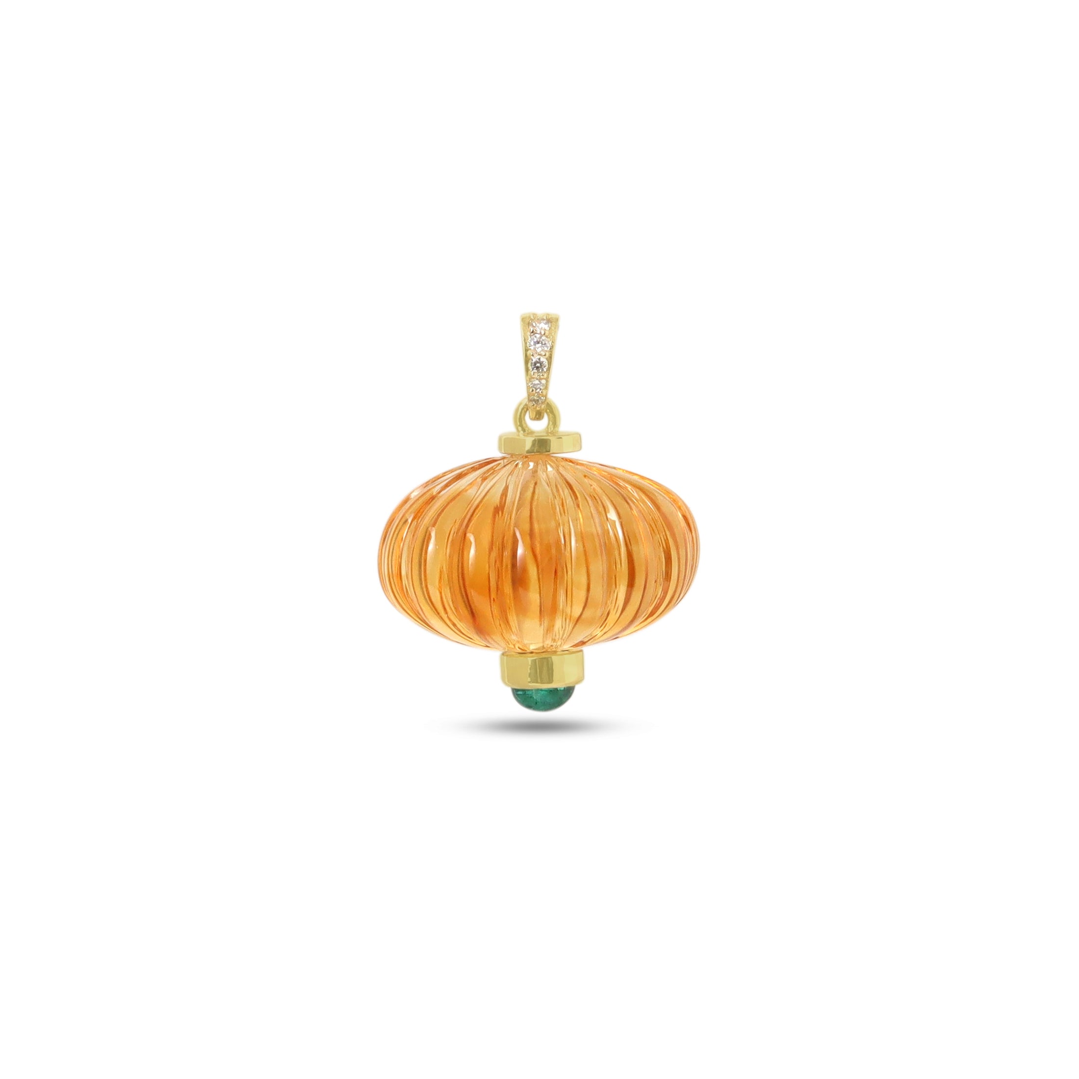 Natural Citrine and Emerald 14K gold pendant back view - NFJSD-1987