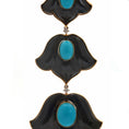 Load image into Gallery viewer, Natural Black Onyx and Turquoise 18K gold earrings side angle - NFJSD-1533
