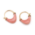 Load image into Gallery viewer, Natural Pink Opal 18K gold earrings top view - NFJSD-1690
