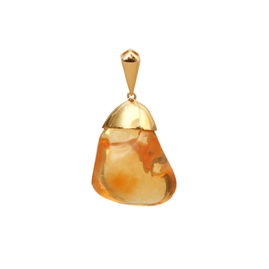Natural Fire Opal 18K gold pendant side angle - NFJSD-1478