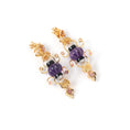 Load image into Gallery viewer, Natural Amethyst and Black Onyx 18K gold earrings top view - NFJSD-1842
