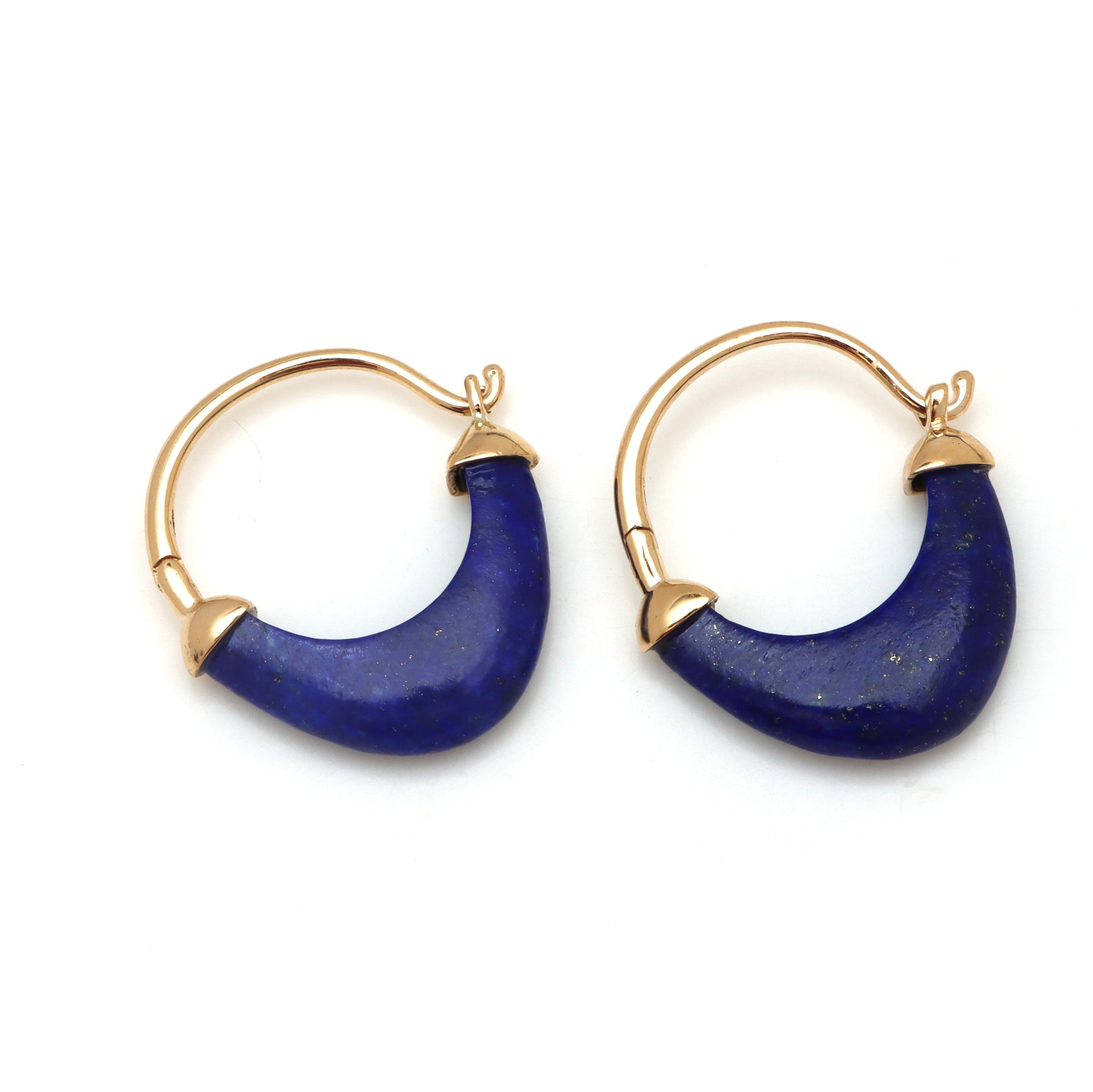 Natural Lapis 18K gold earrings close-up detail - NFJSD-1688