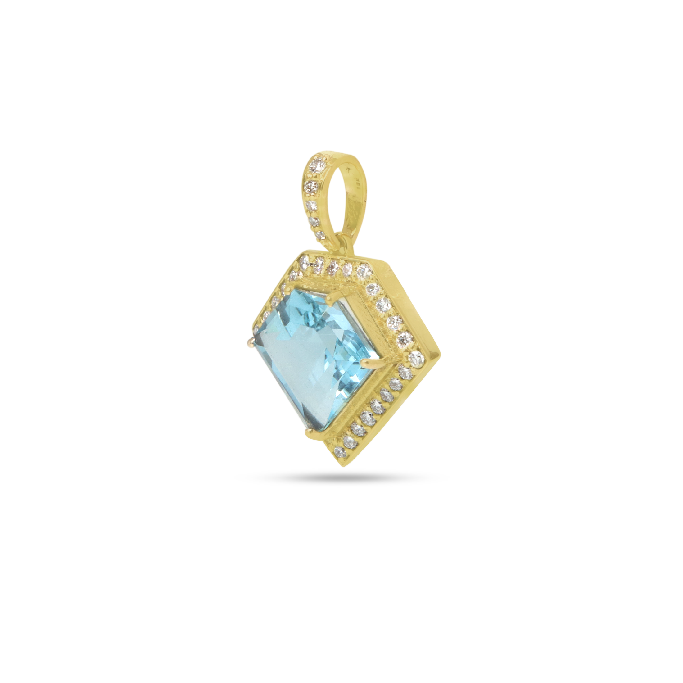 Natural Aqua 18K gold pendant close-up detail - NFJSD-1905