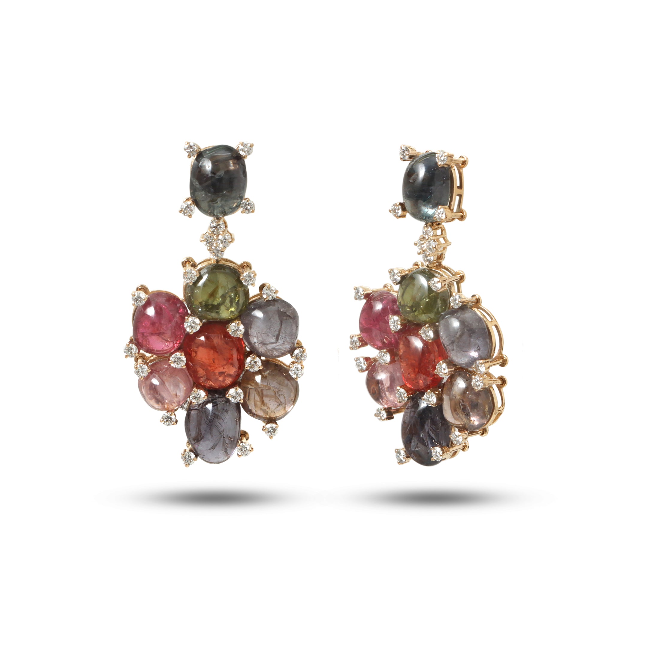 Natural Spinel 18K gold earrings close-up detail - NFJSD-1904