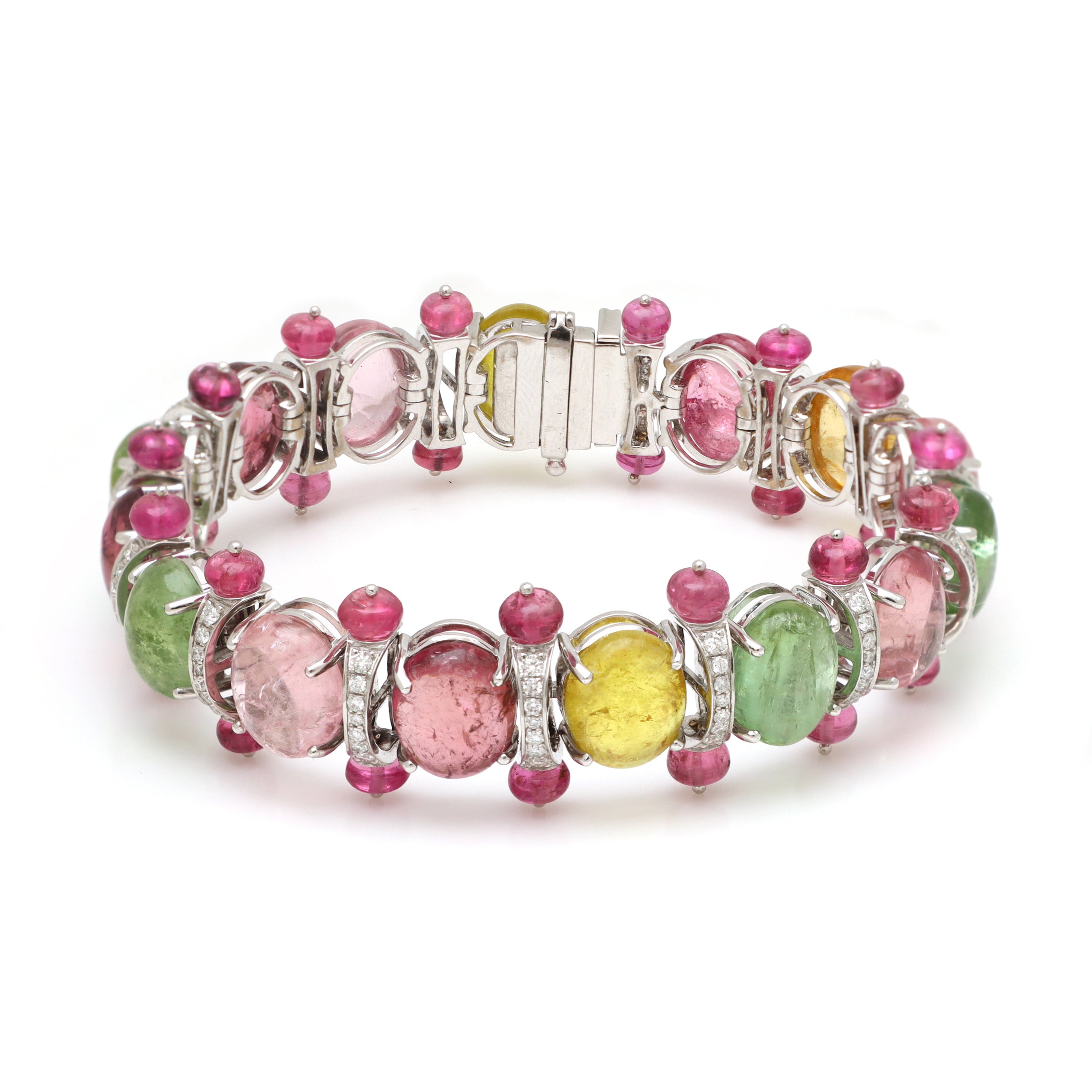 Natural Mix Tourmaline 18K gold bracelet close-up detail - NFJSD-1604