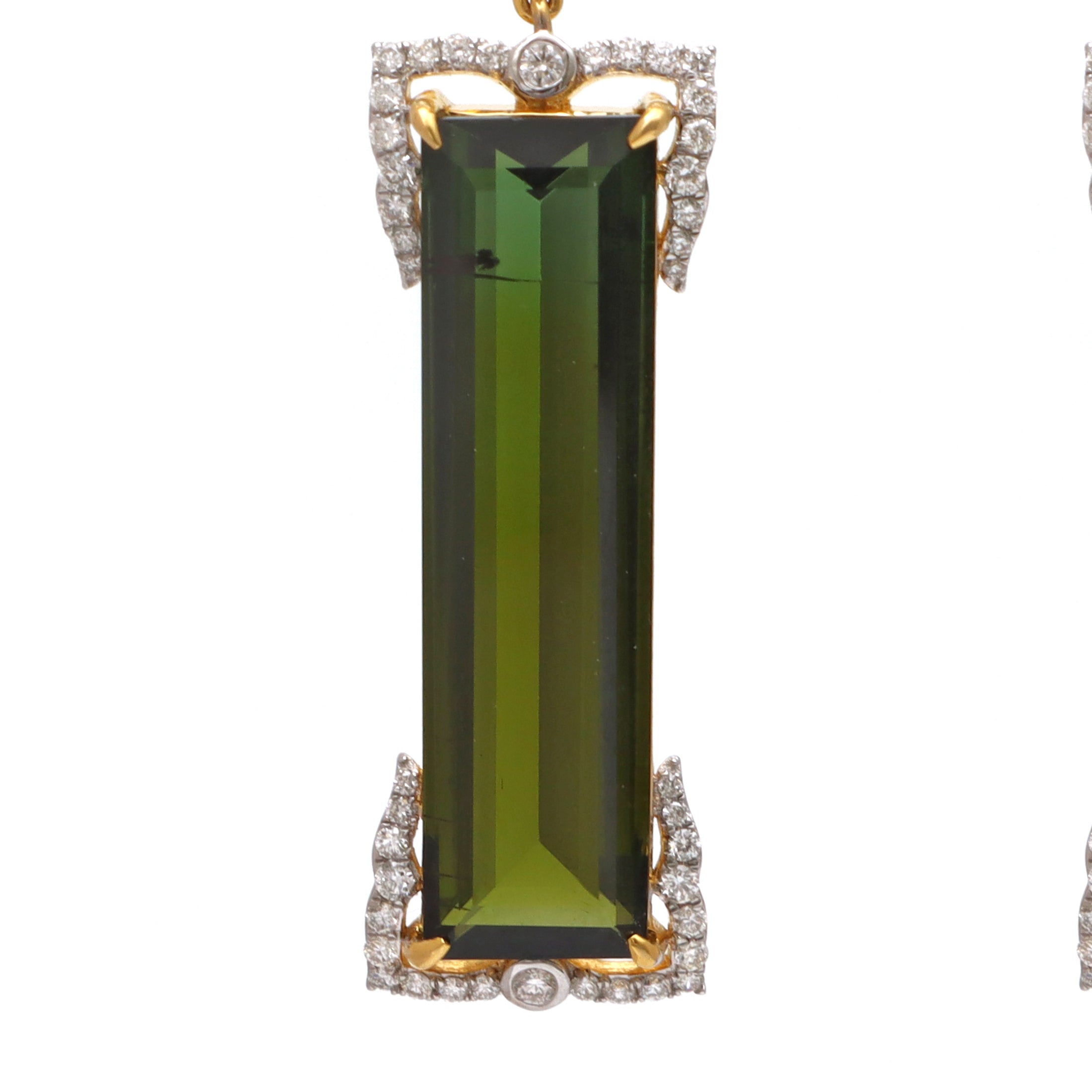 Natural Mix Tourmaline 18K gold earrings side angle - NFJSD-1614