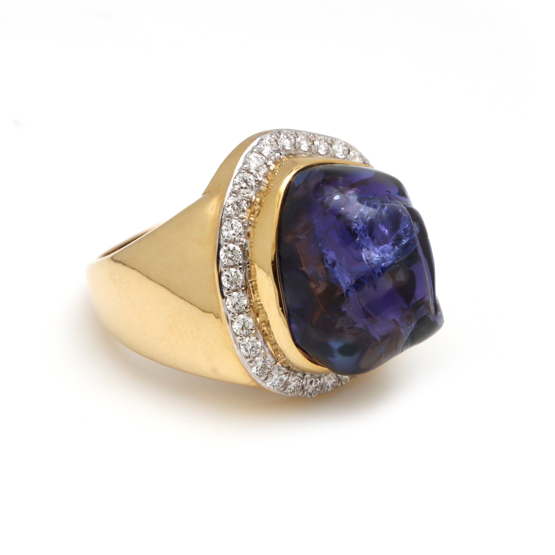 Natural Tanzanite Organic Tumble 14K gold ring close-up detail - NFJSD-1161