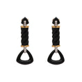 Load image into Gallery viewer, Natural Black Onyx 18K gold earrings front view - NFJSD-1659

