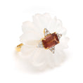 Load image into Gallery viewer, Natural Crystal Carving and Tourmaline 14K gold ring top view - NFJSD-1646
