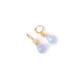 Load image into Gallery viewer, Natural Chalcedony and Pink Tourmaline 14K gold earrings side angle - NFJSD-1971
