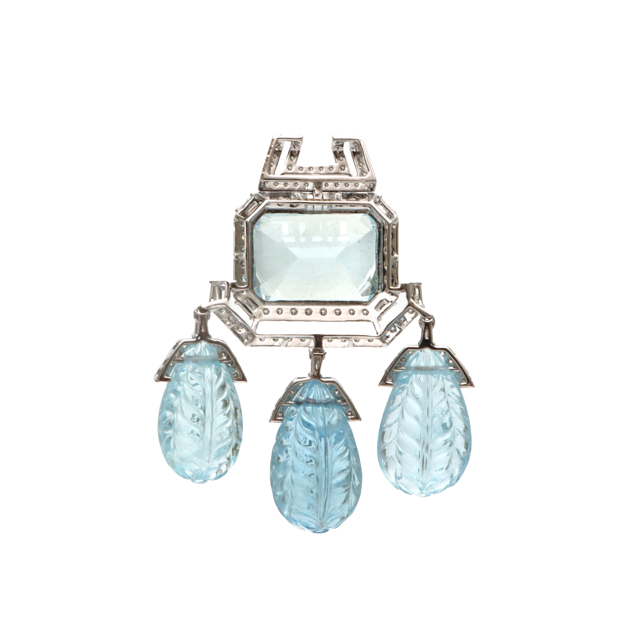 Natural Aqua 18K gold pendant close-up detail - NFJSD-1660