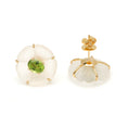 Load image into Gallery viewer, Natural Crystal Carving and Tourmaline 18K gold earrings close-up detail - NFJSD-1695
