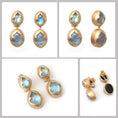 Load image into Gallery viewer, Natural Black Onyx and Rainbow Moonstone 18K gold earrings top view - NFJSD-1418
