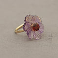 Load image into Gallery viewer, Natural Amethyst Carving and Pink Tourmaline 14K gold ring back view - NFJSD-1562
