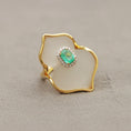 Load image into Gallery viewer, Natural Crystal Carving and Emerald 18K gold ring on-hand view - NFJSD-1546
