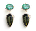 Load image into Gallery viewer, Natural Tourmaline Mix 18K gold earrings front view - NFJSD-1668
