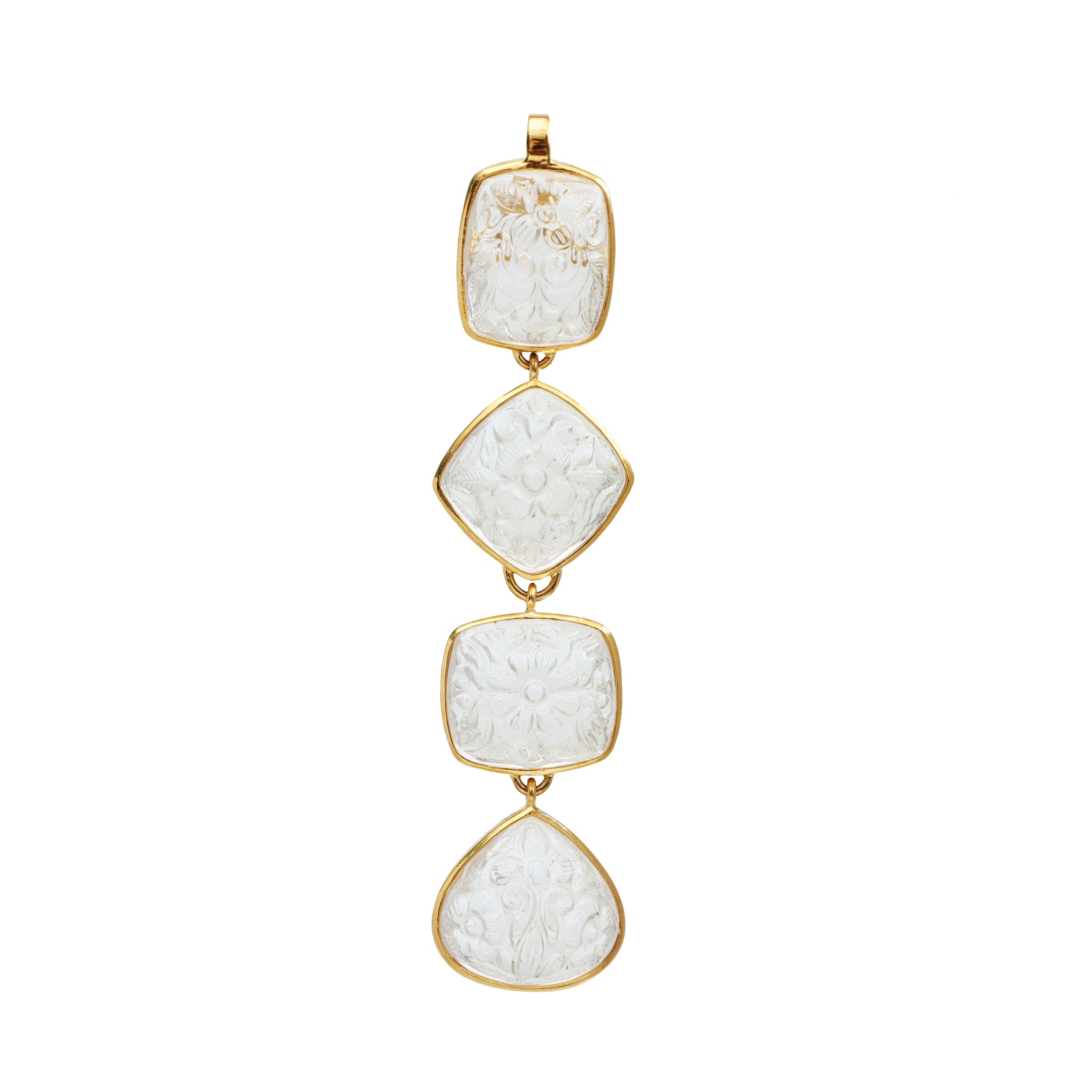 Natural Crystal Carving 18K gold pendant front view - NFJSD-1595