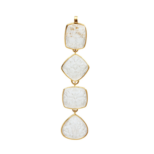 Natural Crystal Carving 18K gold pendant front view - NFJSD-1595