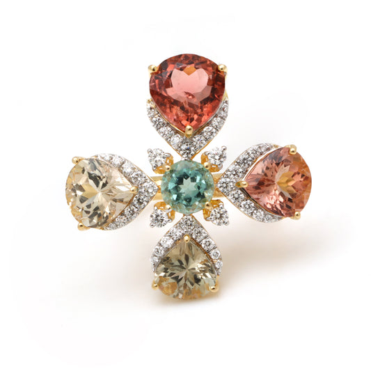 Natural Tourmaline 18K gold ring front view - NFJSD-1609