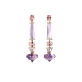 Load image into Gallery viewer, Natural Amethyst and Pink Tourmaline 14K gold earrings back view - NFJSD-1984
