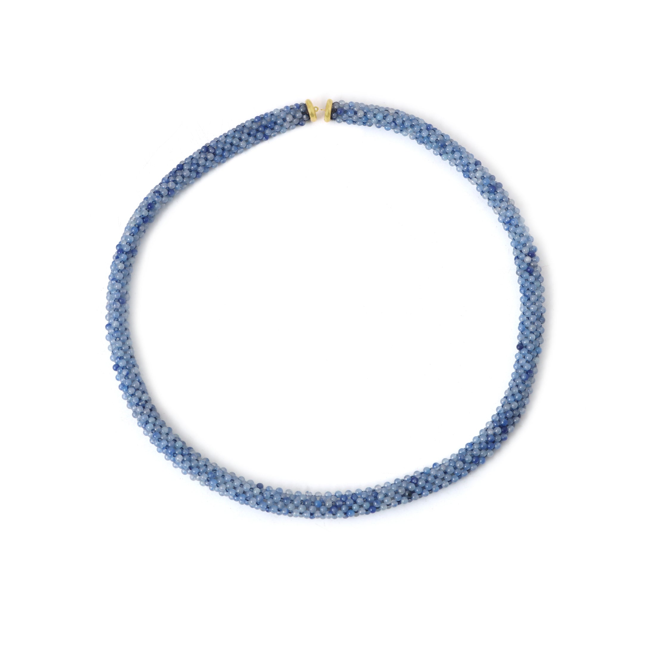Natural Blue Quartz 18K gold necklace close-up detail - NFJSD-1865