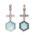 Load image into Gallery viewer, Natural Aqua and Tourmaline 18K gold earrings close-up detail - NFJSD-1723
