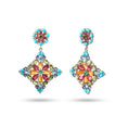 Load image into Gallery viewer, Natural Mix Tourmaline and Turquoise & Tanzanite 18K gold earrings side angle - NFJSD-1921

