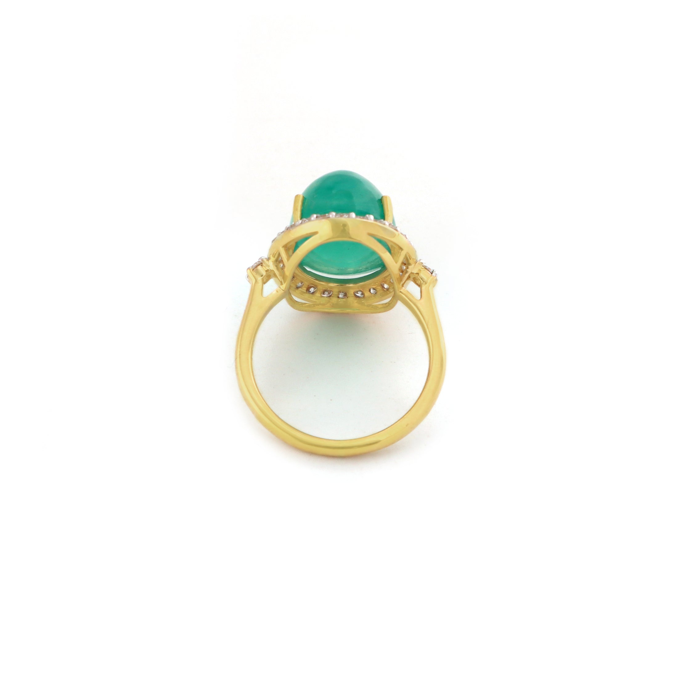 Natural Emerald 18K gold ring top view - NFJSD-1927