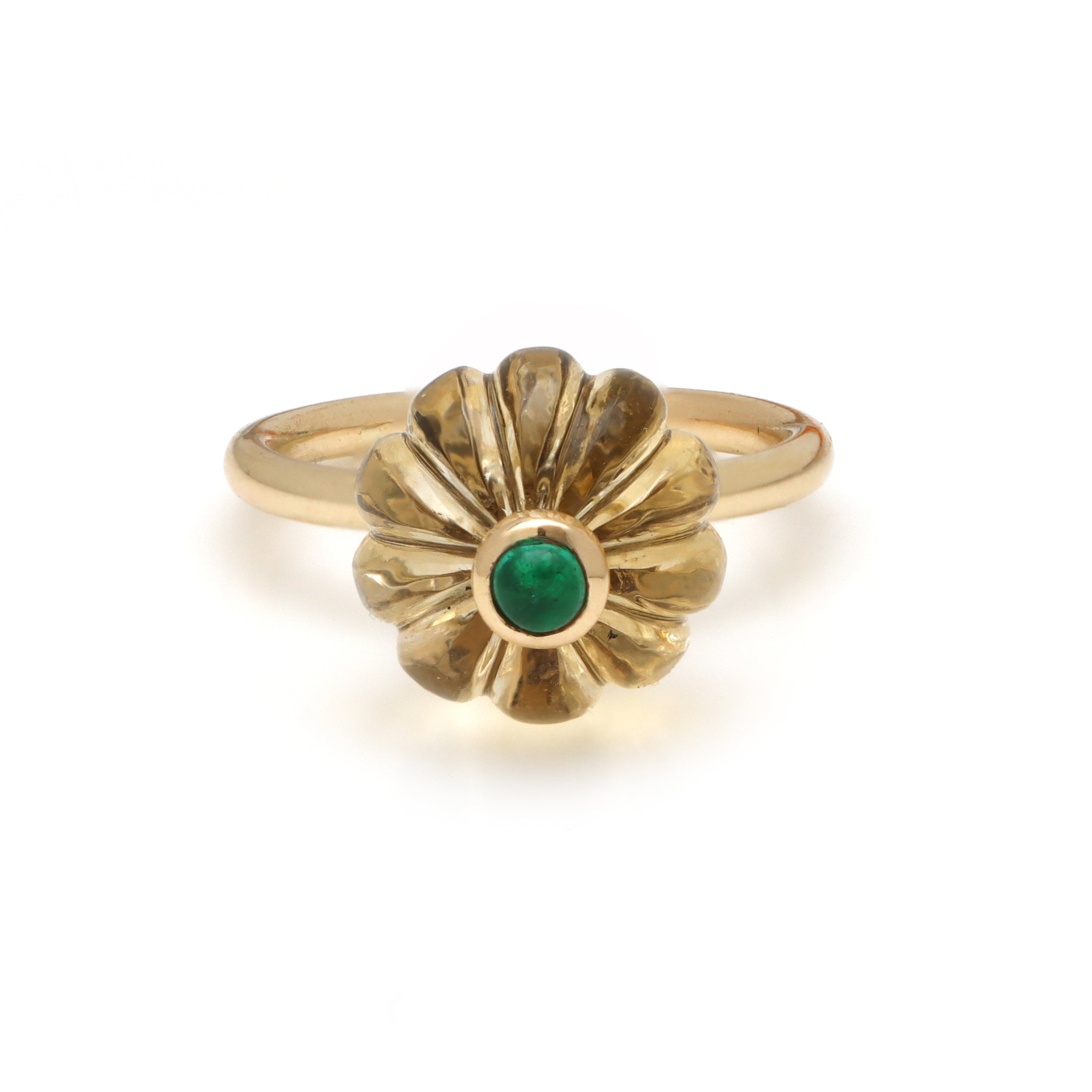 Natural Citrine and Emerald 14K gold ring back view - NFJSD-1683