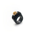 Load image into Gallery viewer, Natural Citrine Hexagon Cut and Black Onyx Carving Shank 14K gold ring side angle - NFJSD-1044
