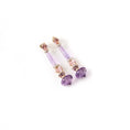 Load image into Gallery viewer, Natural Amethyst and Pink Tourmaline 14K gold earrings front view - NFJSD-1984
