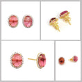 Load image into Gallery viewer, Natural Tourmaline 14K gold earrings top view - NFJSD-1813
