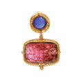 Load image into Gallery viewer, Natural Tourmaline and Tanzanite 18K gold pendant side angle - NFJSD-1549
