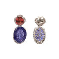 Load image into Gallery viewer, Natural Tourmaline and Tanzanite 18K gold earrings top view - NFJSD-1758
