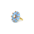 Load image into Gallery viewer, Natural Blue Opal and Pearl 14K gold ring top view - NFJSD-1804
