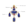 Load image into Gallery viewer, Natural Garnet and Tanzanite 18K gold earrings close-up detail - NFJSD-1626
