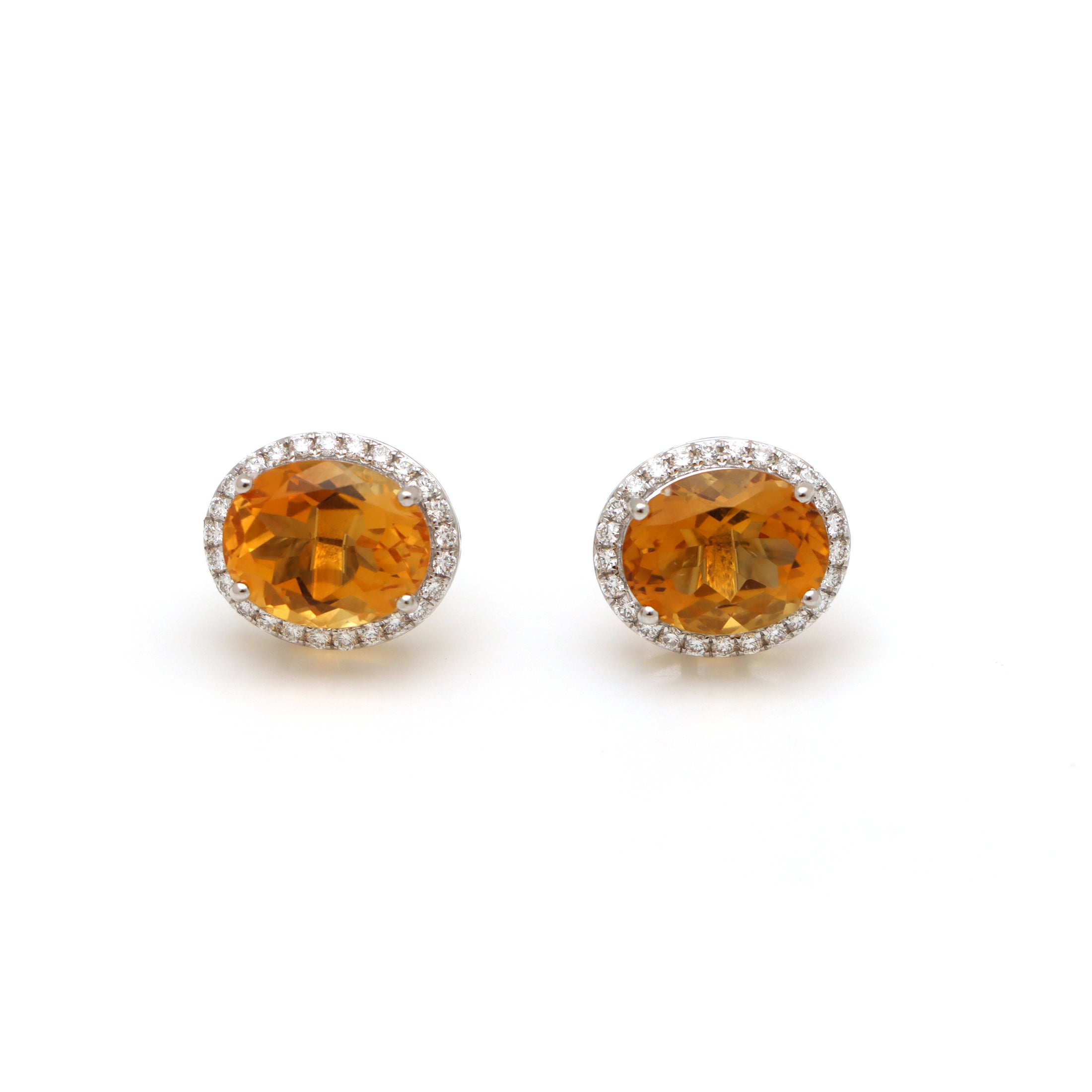 Natural Citrine 18K gold earrings close-up detail - NFJSD-1584