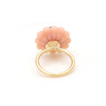 Load image into Gallery viewer, Natural Pink Opal Carving and Green Tourmaline 14K gold ring close-up detail - NFJSD-1563
