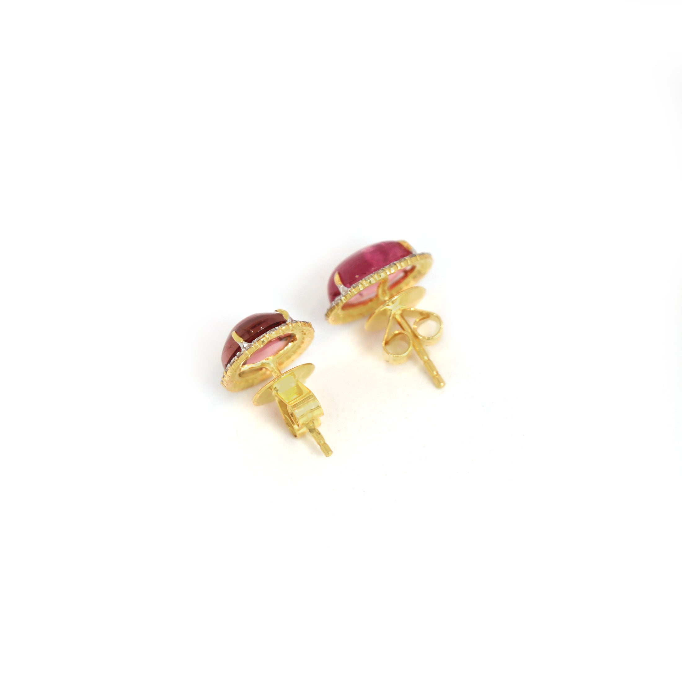 Natural Tourmaline 14K gold earrings back view - NFJSD-1813