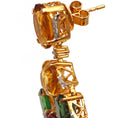 Load image into Gallery viewer, Natural Tourmaline and Yellow Aqua 18K gold earrings side angle - NFJSD-1598
