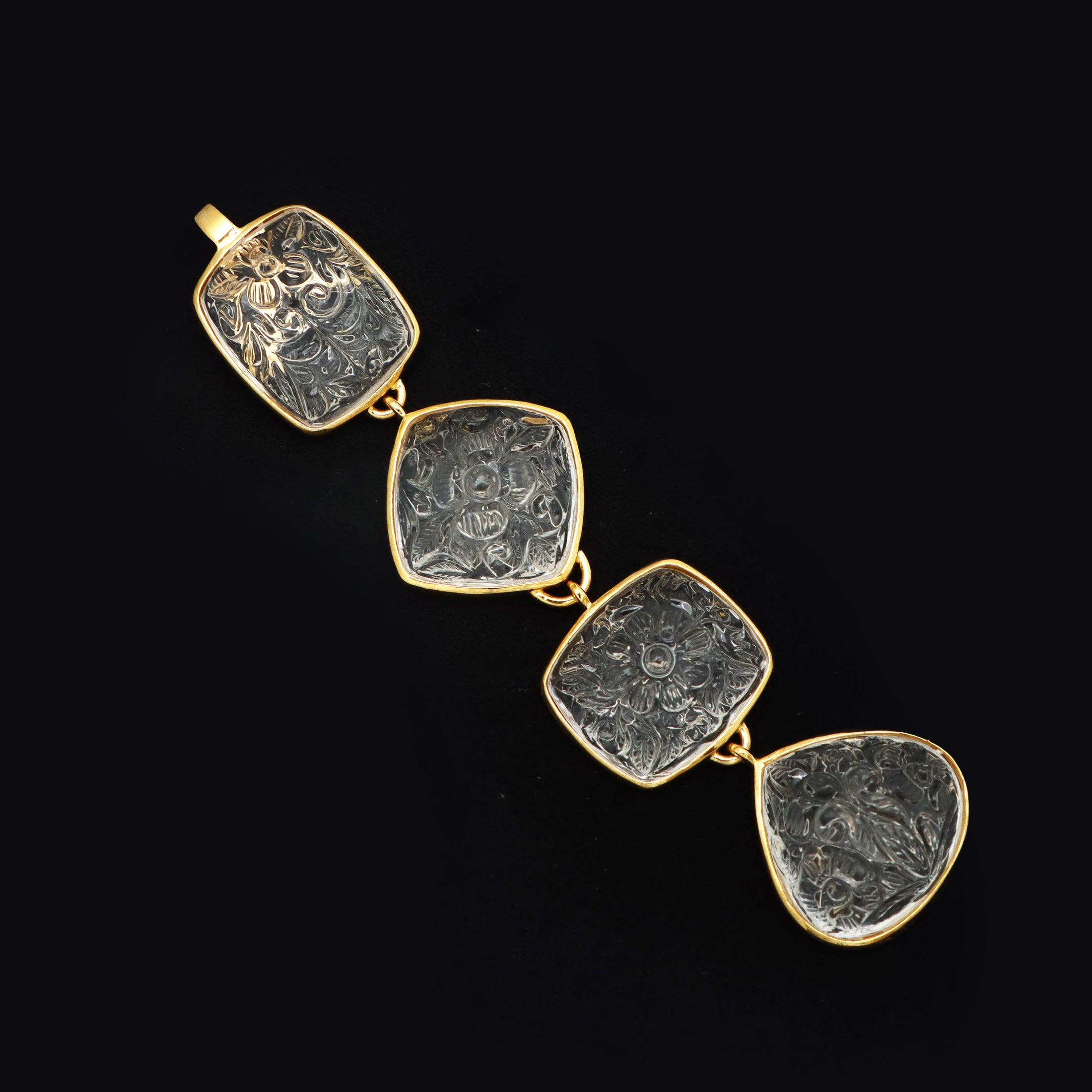 Natural Crystal Carving 18K gold pendant back view - NFJSD-1595